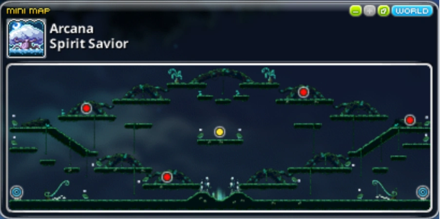 Spirit Savior minimap with marked spirits.
