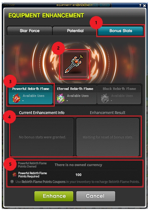 Bonus Stats interface screenshot