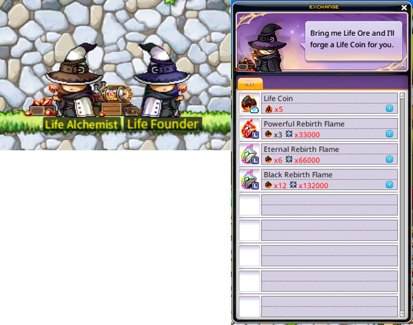 Life Founder exchange screenshot