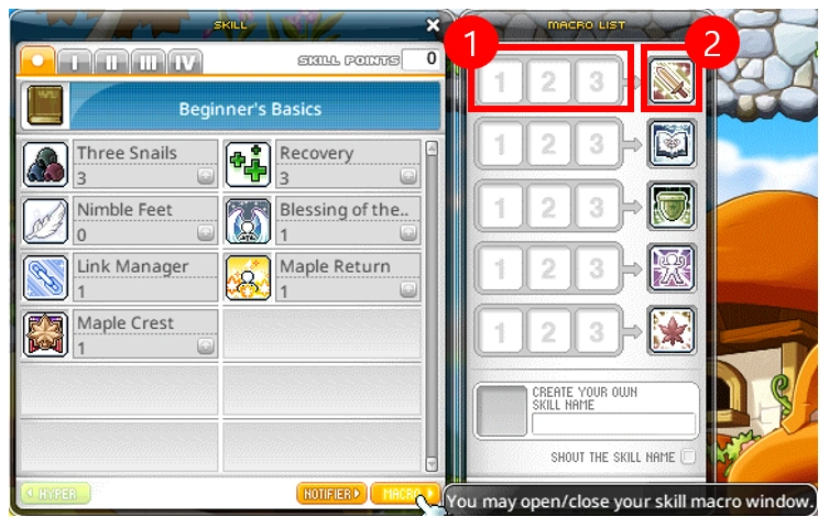 Skill macros screenshot