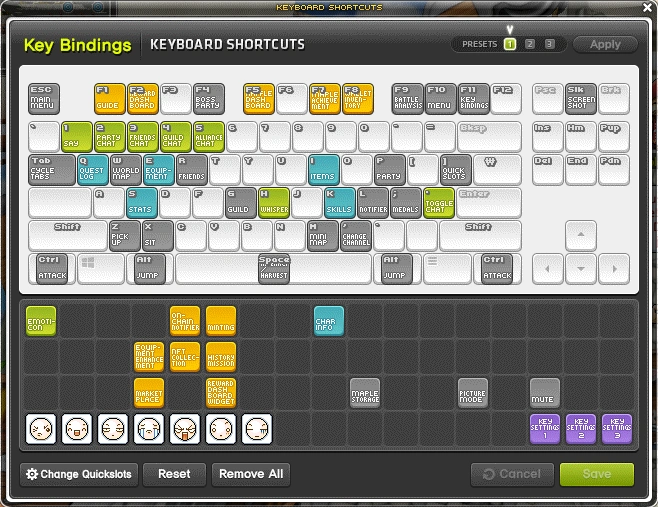 Key settings screenshot