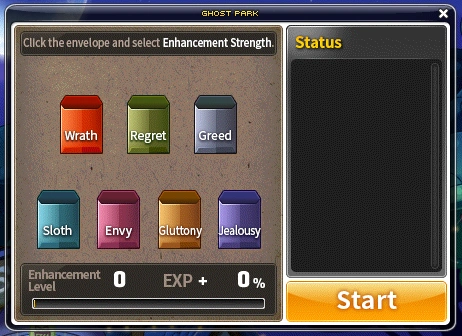 Ghost Park charm enhancement selection.