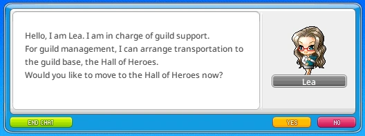 Lea offers travel to the Hall of Heroes.