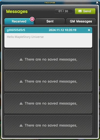 Messages inbox with an unread message indicator.