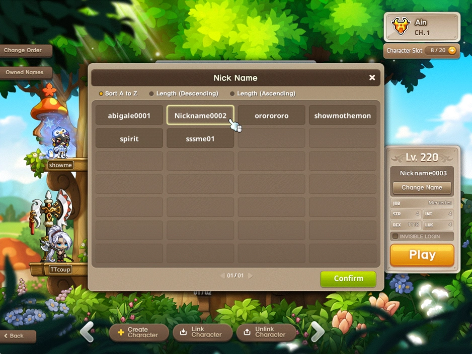 Owned nicknames screenshot
