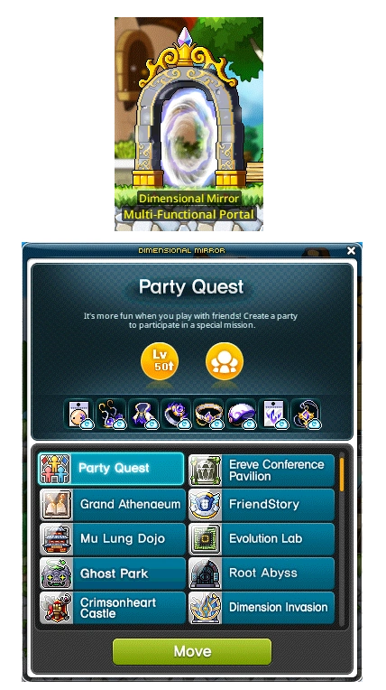 Party Quest option in the Dimensional Mirror.
