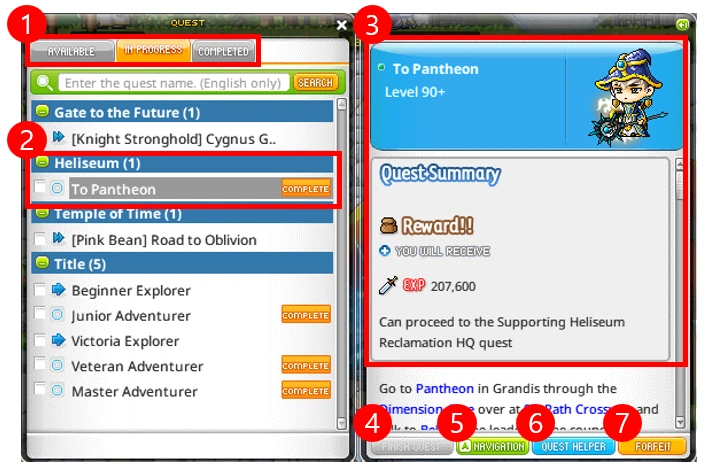Quest window screenshot