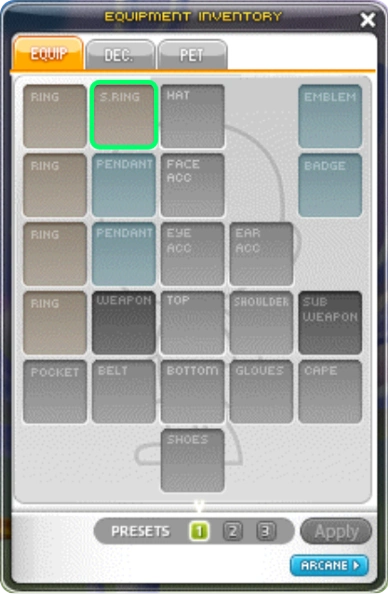Equipment slot screenshot