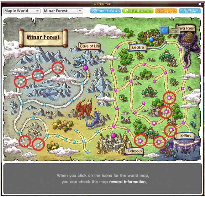 Star Force fields marked on Minar Forest.